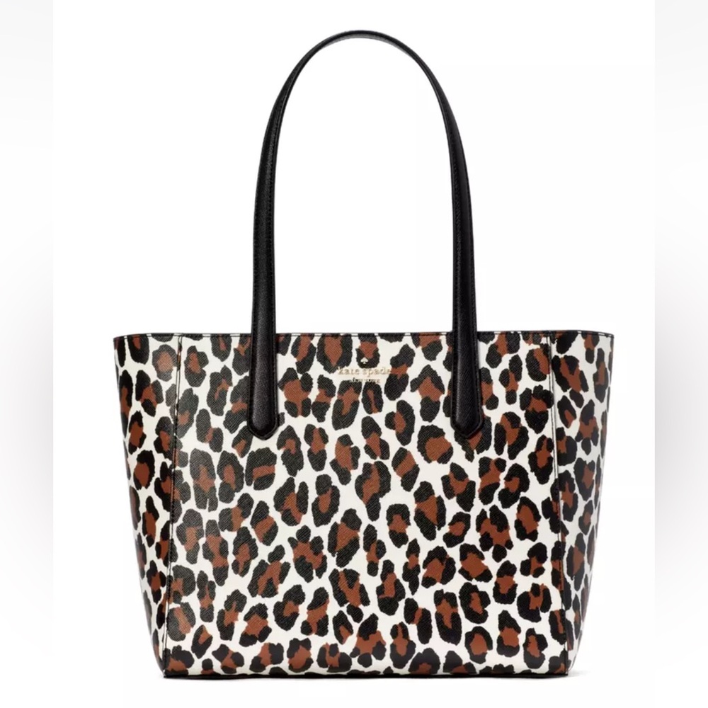 New Kate Spade Staci Spotted Leopard Medium Tote Natural Multi